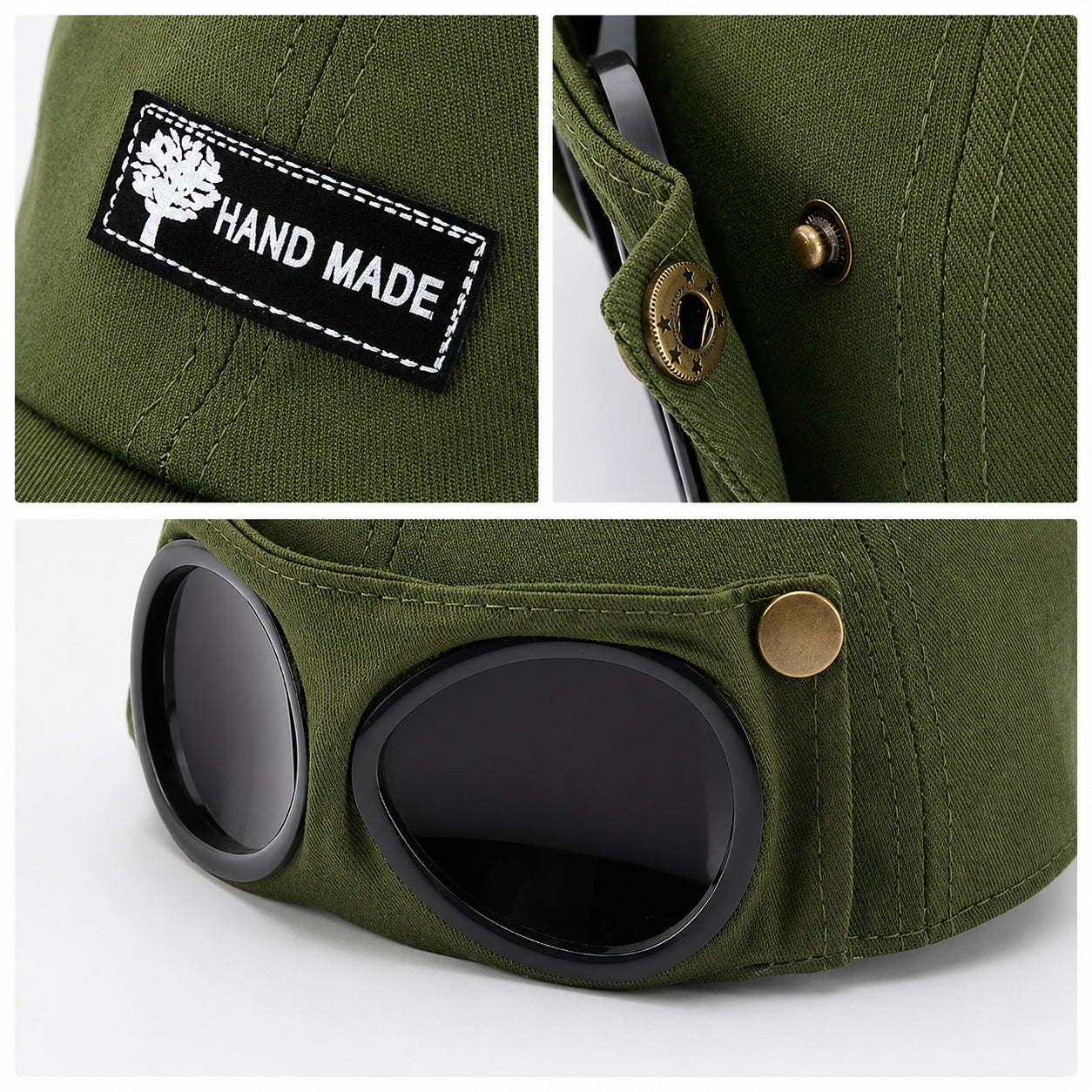 🧢Steampunk Aviator Baseball Cap with Flip-Up Goggles and Cat Ears🐱
