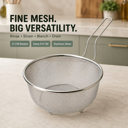 🌟 Premium Stainless Steel Sieve with Ergonomic Handle 🍳 — Durable, Rust-Proof & Easy to Clean! 💧
