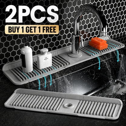🔥 BUY 1 GET 1 FREE Keep Your Countertops Dry & Clean! — Anti-Slip Silicone Faucet Splash Catcher 🧽💦