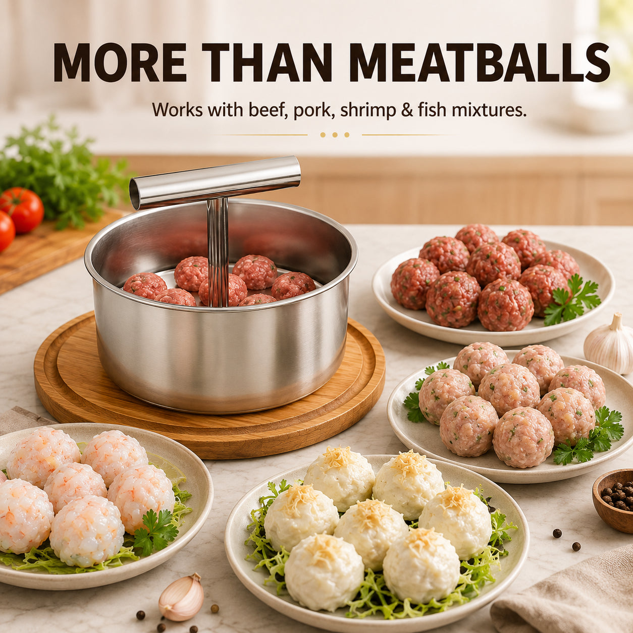 ⏱️ Stop Hand-Rolling Meatballs! — Stainless Steel Manual Multi-Portion Meatball Maker (6 & 12 Hole) 🥩✨