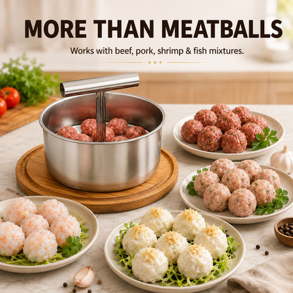 ⏱️ Stop Hand-Rolling Meatballs! — Stainless Steel Manual Multi-Portion Meatball Maker (6 & 12 Hole) 🥩✨