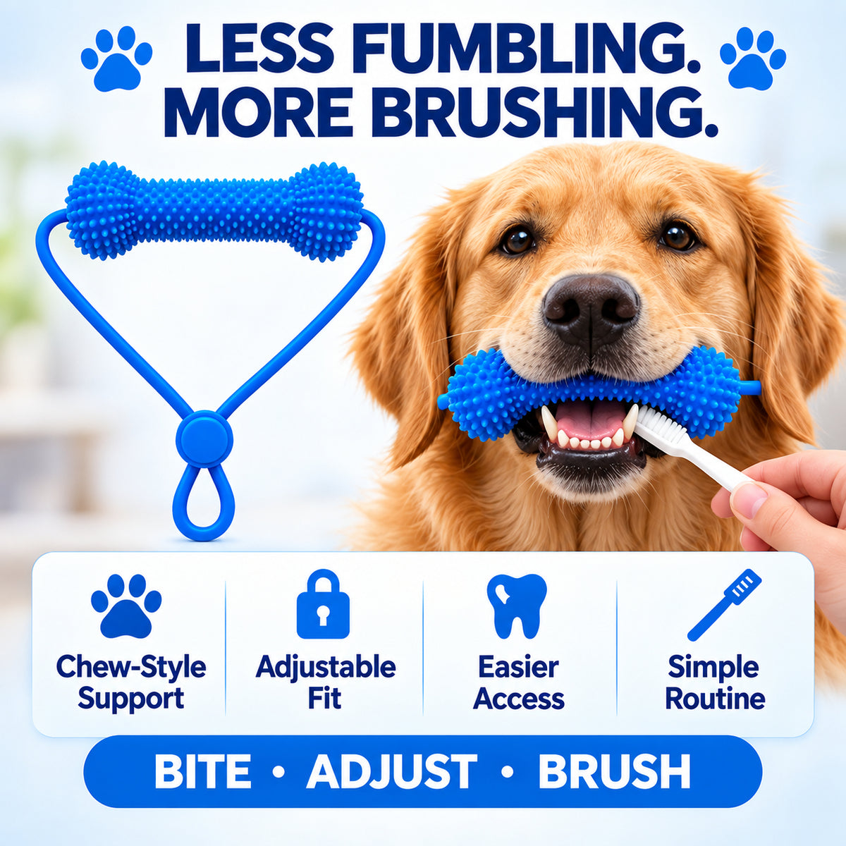 🐶Dog Brushing Aid Chew Support – Easy & Safe Teeth Cleaning Without the Struggle! 🪥