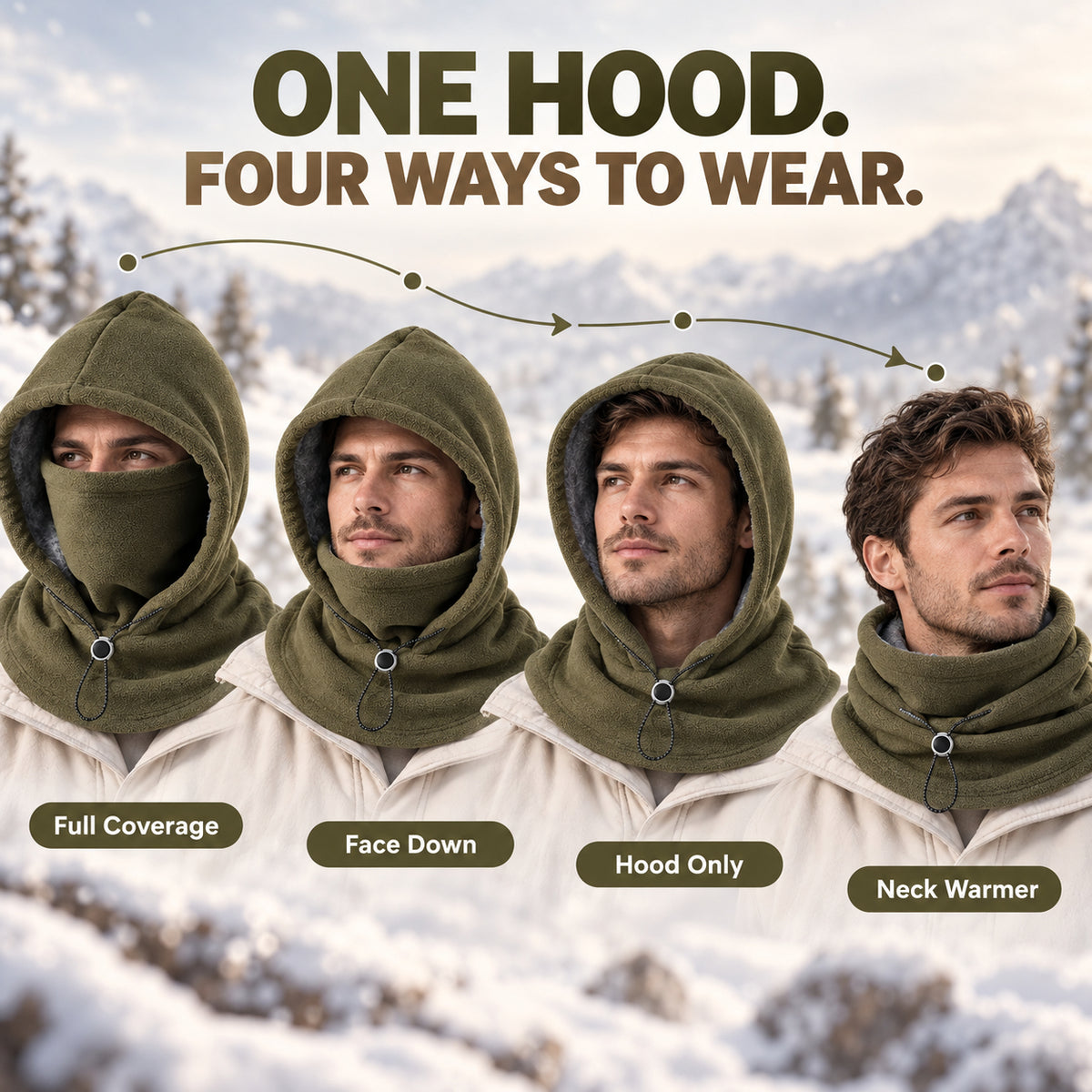 🧣Skip the Hat and Scarf – 3-in-1 Fleece Hood for Head Face & Neck