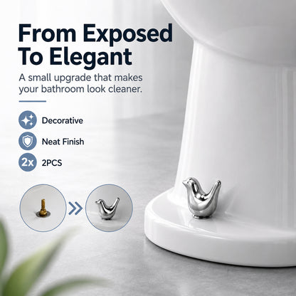 Decorative Toilet Bolt Caps – Aesthetic Ceramic Bird Covers for Ugly Bathroom Screws (2-Pack)