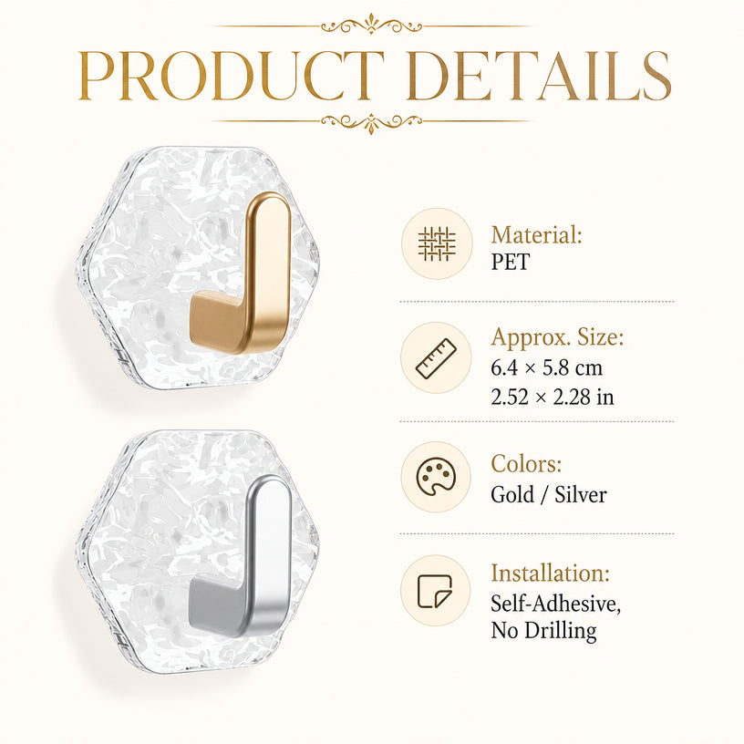 🔥 Crystal Clear Heavy Duty Adhesive Wall Hooks 💎 | Damage-Free Waterproof & Oilproof Hanging Utility Hook ✨