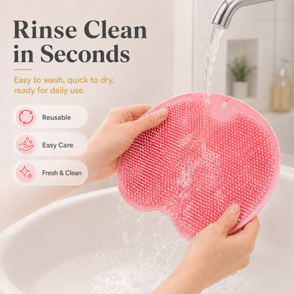 🚿 Say Goodbye to Back Pain & Scrubbing! 4-Pack Hands-Free Silicone Shower Mats 🦶