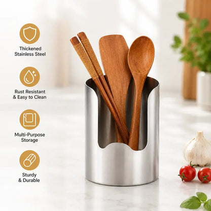 🍳 Keep Your Kitchen Neat & Tidy! Thickened Stainless Steel Utensil Holder & Countertop Organizer ✨