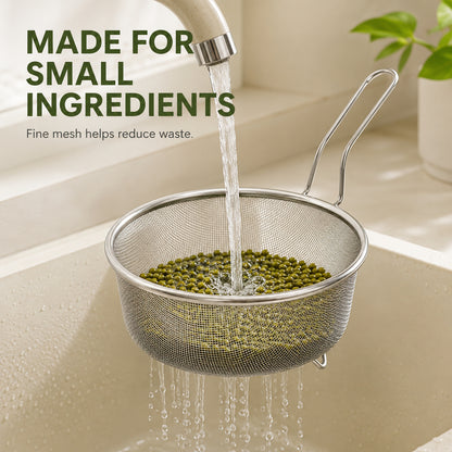 🌟 Premium Stainless Steel Sieve with Ergonomic Handle 🍳 — Durable, Rust-Proof & Easy to Clean! 💧