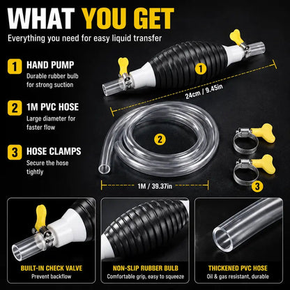 🔥 Manual Siphon Pump Kit with Hose & Bulb ⛽ | Multi-Purpose Liquid Transfer for Fuel, Water & Oil! 🚀