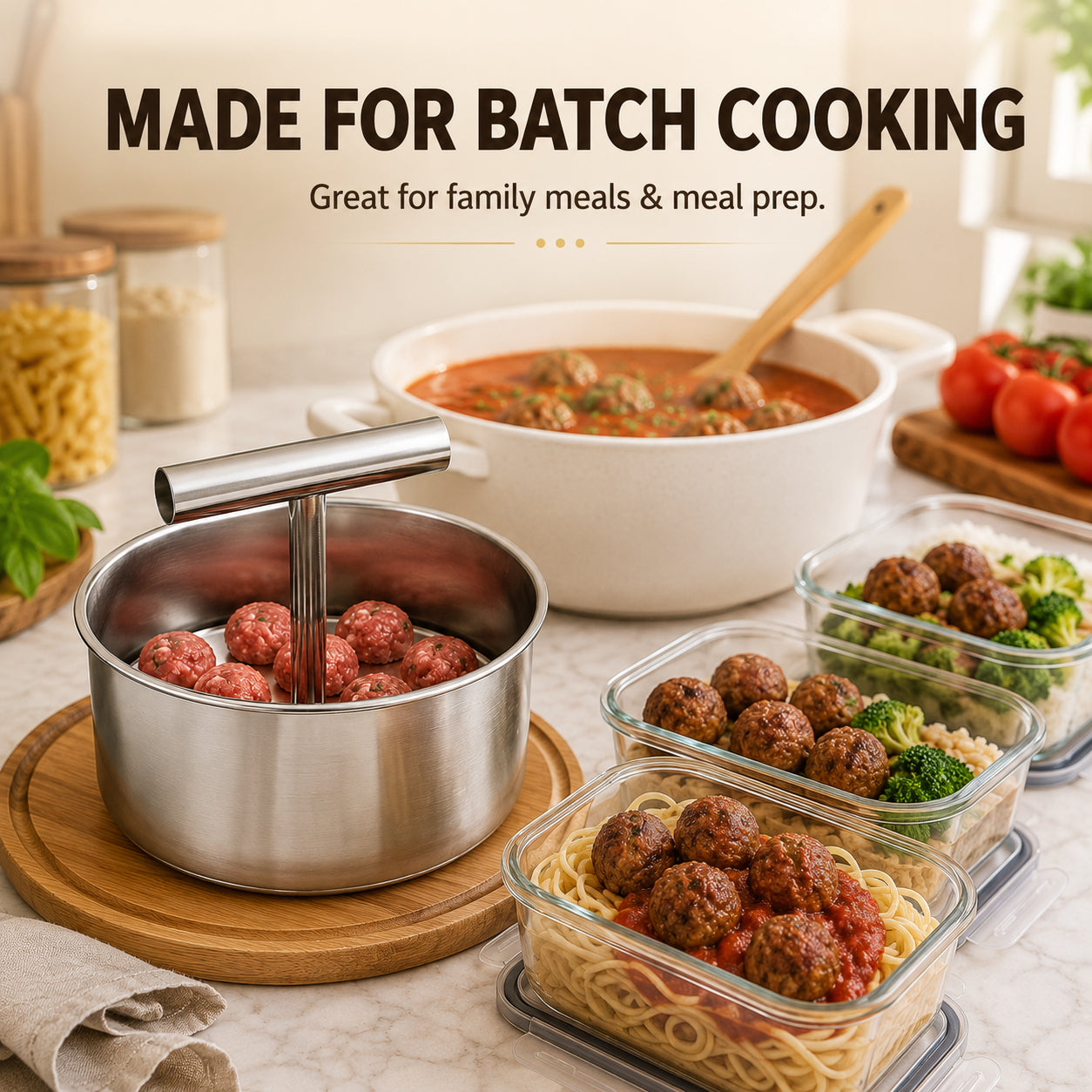 ⏱️ Stop Hand-Rolling Meatballs! — Stainless Steel Manual Multi-Portion Meatball Maker (6 & 12 Hole) 🥩✨