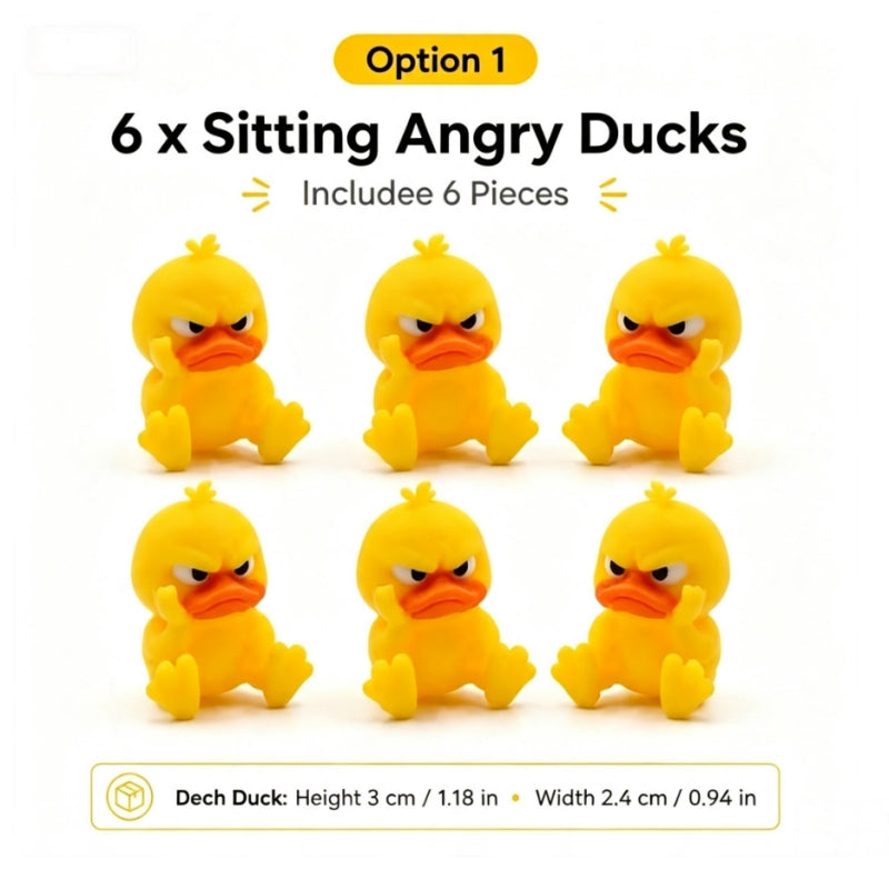 😠 Cute & Grumpy Duck Figurine Set – Funny Desk Toy & Novelty Gift Idea 🐥🎁