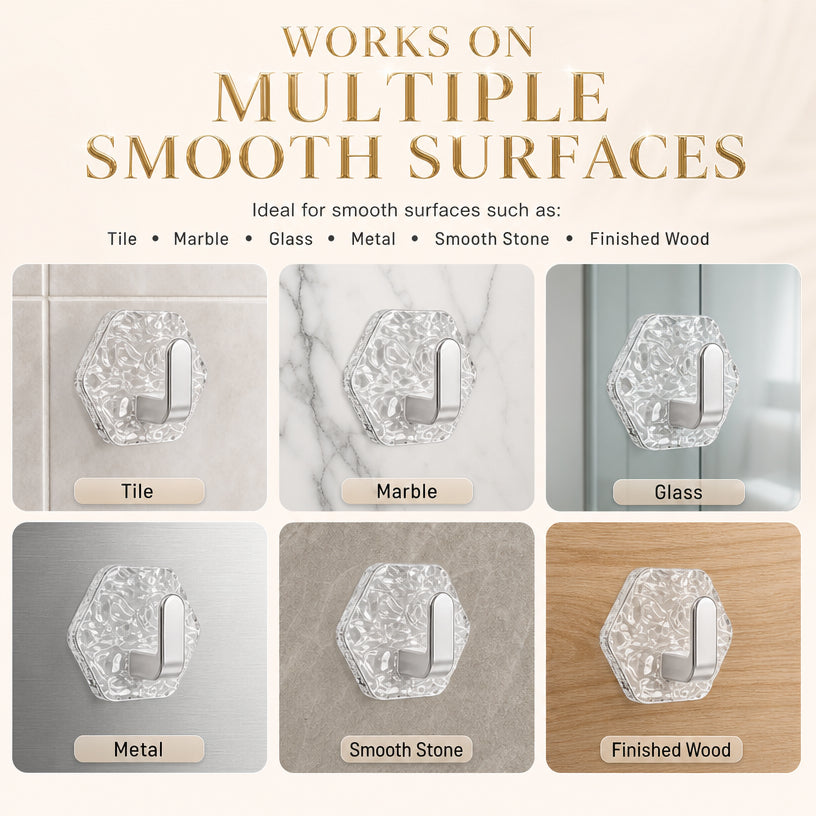 🔥 Crystal Clear Heavy Duty Adhesive Wall Hooks 💎 | Damage-Free Waterproof & Oilproof Hanging Utility Hook ✨
