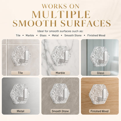 🔥 Crystal Clear Heavy Duty Adhesive Wall Hooks 💎 | Damage-Free Waterproof & Oilproof Hanging Utility Hook ✨