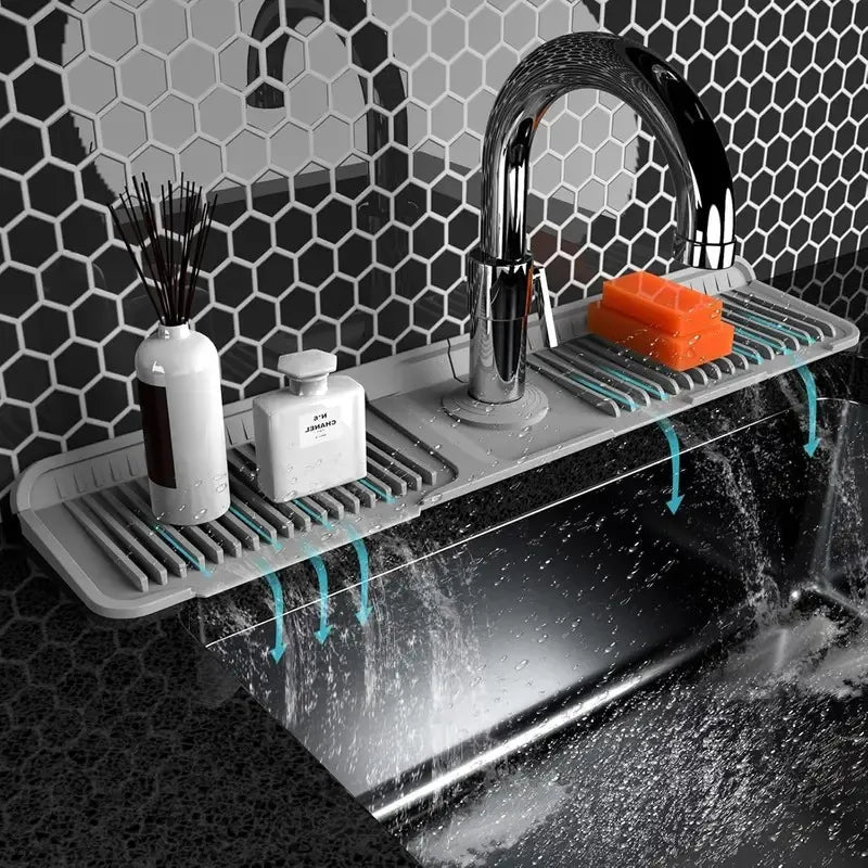 🔥 BUY 1 GET 1 FREE Keep Your Countertops Dry & Clean! — Anti-Slip Silicone Faucet Splash Catcher 🧽💦