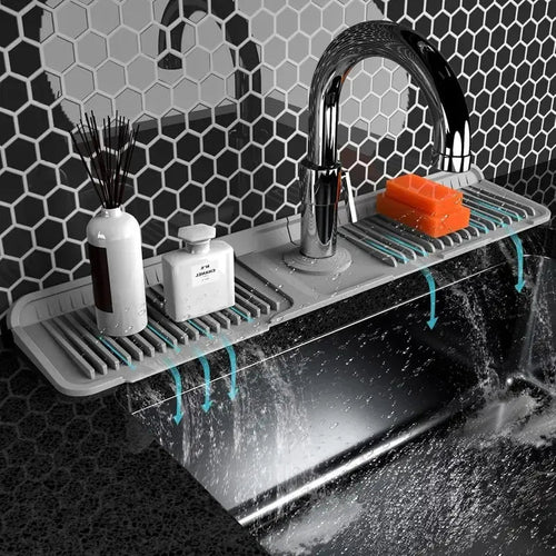 🔥 BUY 1 GET 1 FREE Keep Your Countertops Dry & Clean! — Anti-Slip Silicone Faucet Splash Catcher 🧽💦