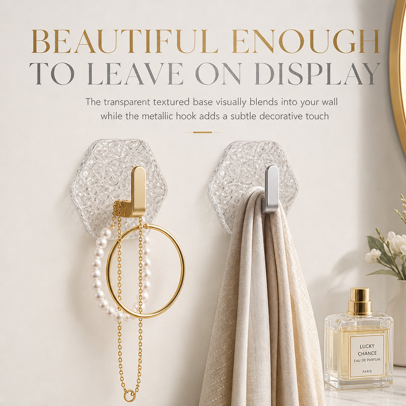 🔥 Crystal Clear Heavy Duty Adhesive Wall Hooks 💎 | Damage-Free Waterproof & Oilproof Hanging Utility Hook ✨
