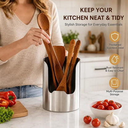 🍳 Keep Your Kitchen Neat & Tidy! Thickened Stainless Steel Utensil Holder & Countertop Organizer ✨