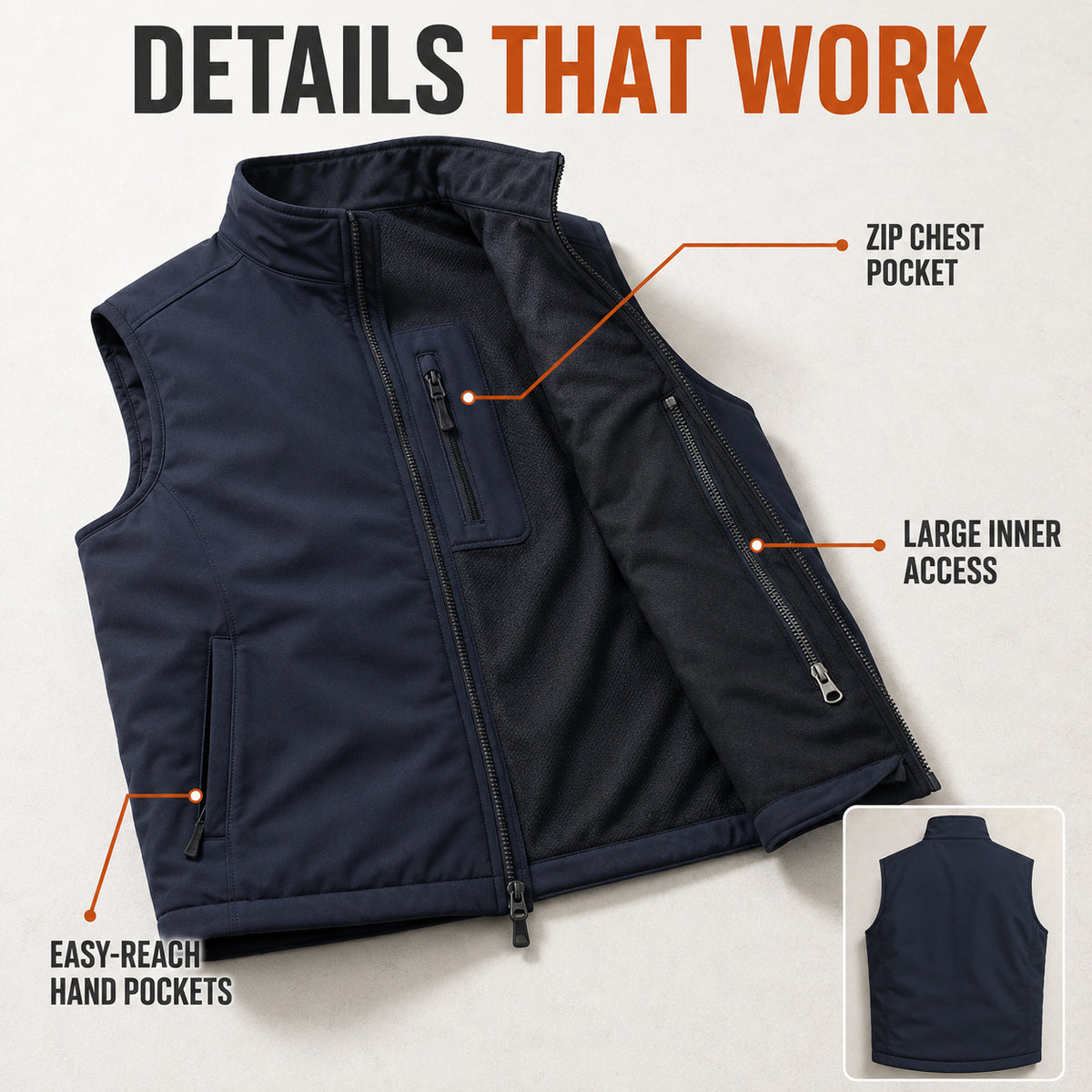 Men’s Everyday Concealment Vest –  Inner Storage