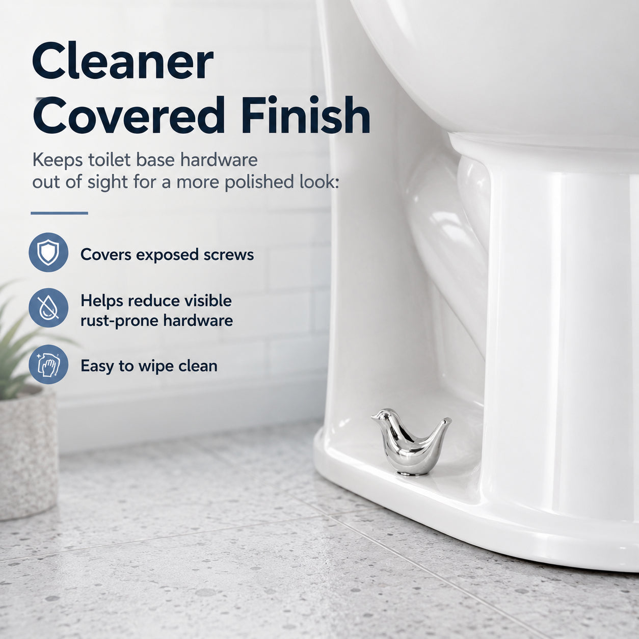 Decorative Toilet Bolt Caps – Aesthetic Ceramic Bird Covers for Ugly Bathroom Screws (2-Pack)