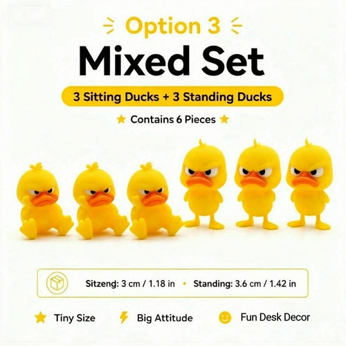 😠 Cute & Grumpy Duck Figurine Set – Funny Desk Toy & Novelty Gift Idea 🐥🎁