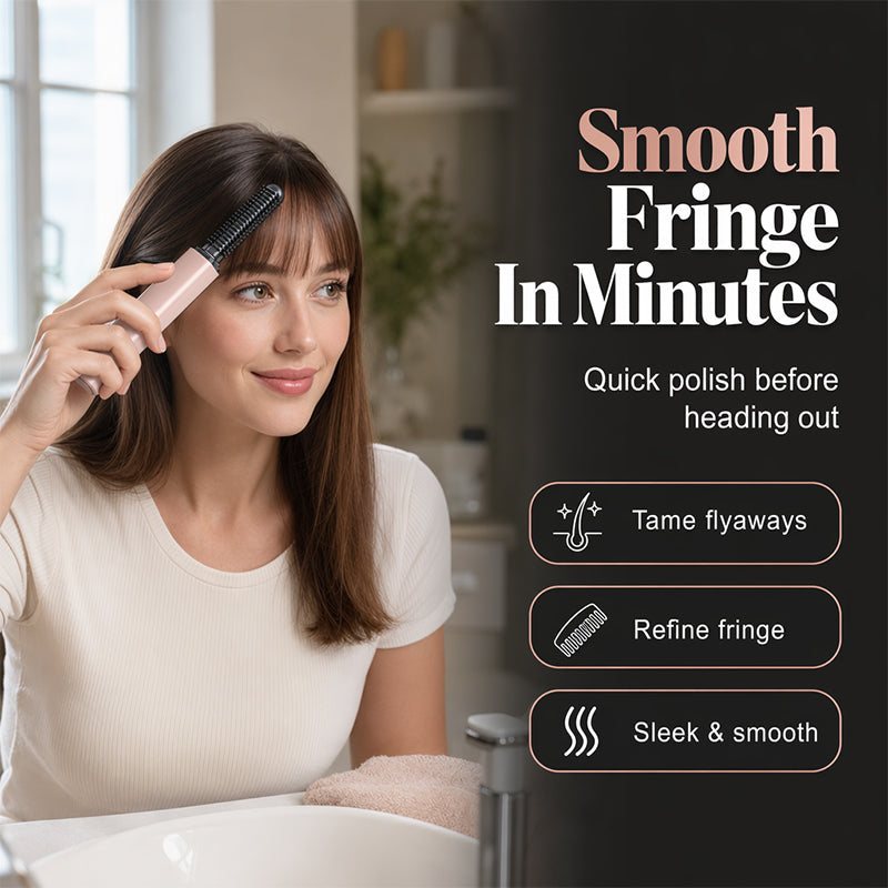 🔥 Portable Wireless Mini Bang Heated Styling Comb ⚡ — 3 Seconds Fringe Straightening & Touch-Up! ✨