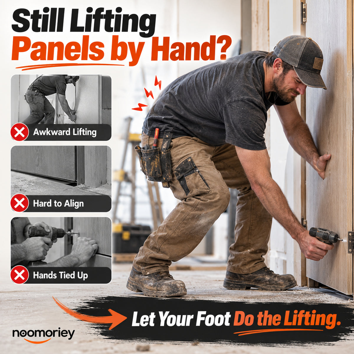 🛠️ Foot-Powered Panel Lifter – Hands-Free Door & Drywall Installation Tool