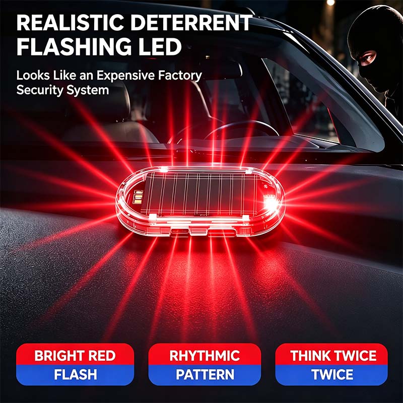🚨 2-Pack Solar Powered Fake Car Alarm Light – Auto-Sensing LED Security Warning Light