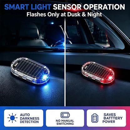 🚨 2-Pack Solar Powered Fake Car Alarm Light – Auto-Sensing LED Security Warning Light