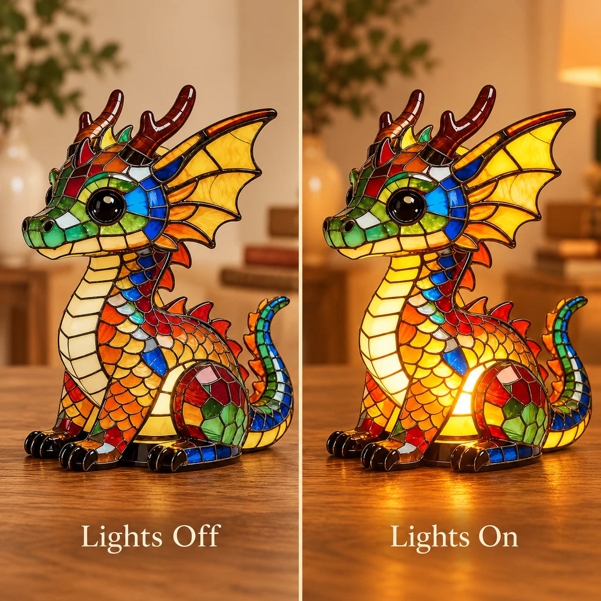 ✨LED Lucky Dragon Night Light, USB Plug Resin Decorative Lamp