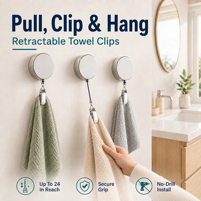 ✨ Retractable Towel Clip – Self-Adhesive & No Drill