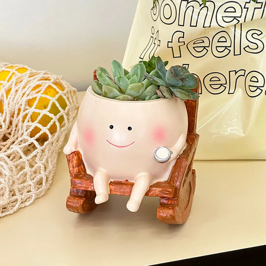 🌿Adorable resin flowerpot for garden and courtyard, green plant holder