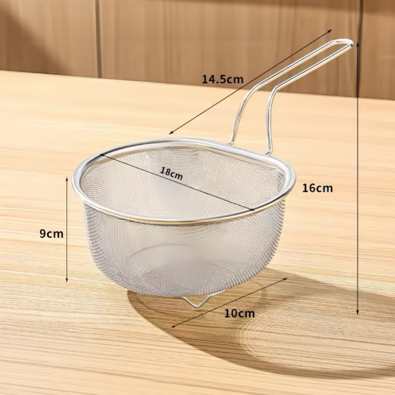 🌟 Premium Stainless Steel Sieve with Ergonomic Handle 🍳 — Durable, Rust-Proof & Easy to Clean! 💧