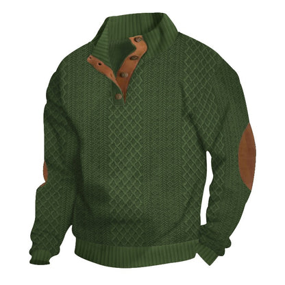 Men's Jacquard Stand Collar Henley Shirt