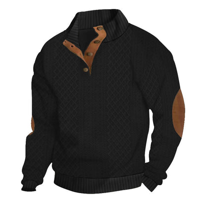 Men's Jacquard Stand Collar Henley Shirt