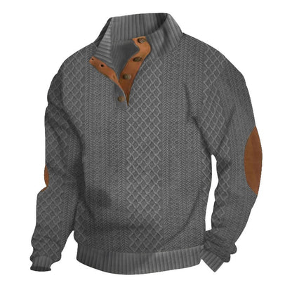 Men's Jacquard Stand Collar Henley Shirt