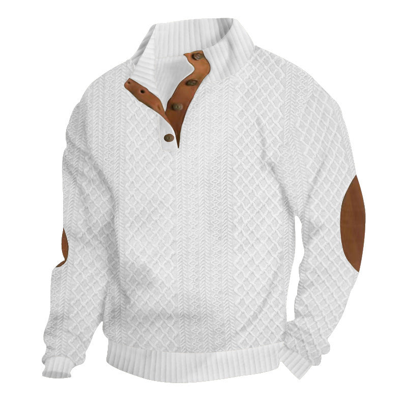 Men's Jacquard Stand Collar Henley Shirt