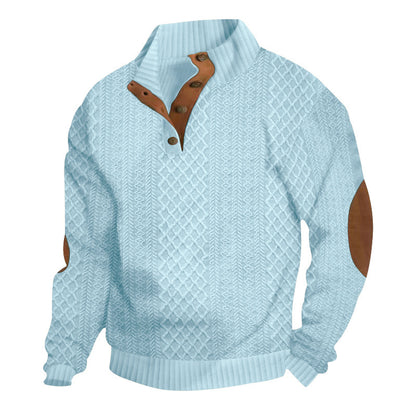 Men's Jacquard Stand Collar Henley Shirt