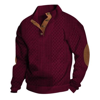 Men's Jacquard Stand Collar Henley Shirt