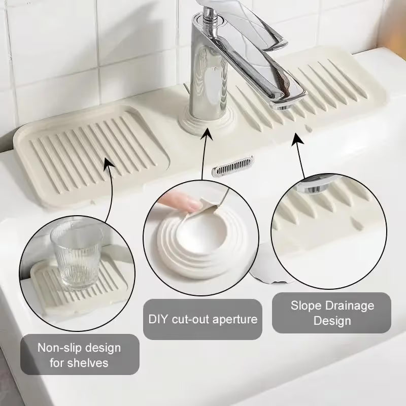 🔥 BUY 1 GET 1 FREE Keep Your Countertops Dry & Clean! — Anti-Slip Silicone Faucet Splash Catcher 🧽💦