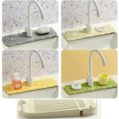 🔥 BUY 1 GET 1 FREE Keep Your Countertops Dry & Clean! — Anti-Slip Silicone Faucet Splash Catcher 🧽💦