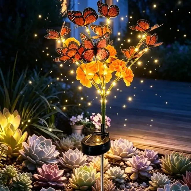 Solar Marigold & Butterfly Garden Stake Lights