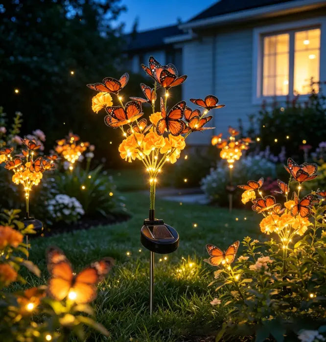 Solar Marigold & Butterfly Garden Stake Lights