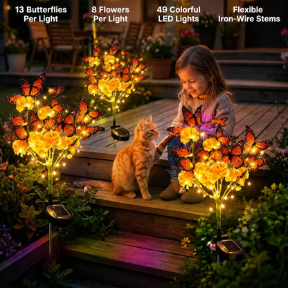 Solar Marigold & Butterfly Garden Stake Lights