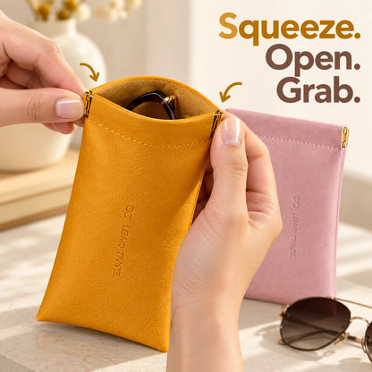 ✨Soft PU Sunglasses Pouch – Squeeze-to-Open Closure