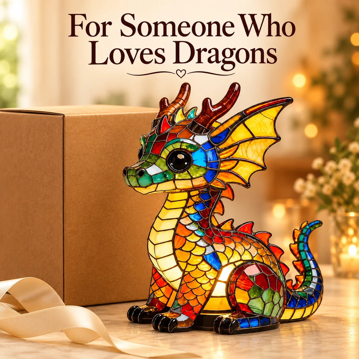 ✨LED Lucky Dragon Night Light, USB Plug Resin Decorative Lamp