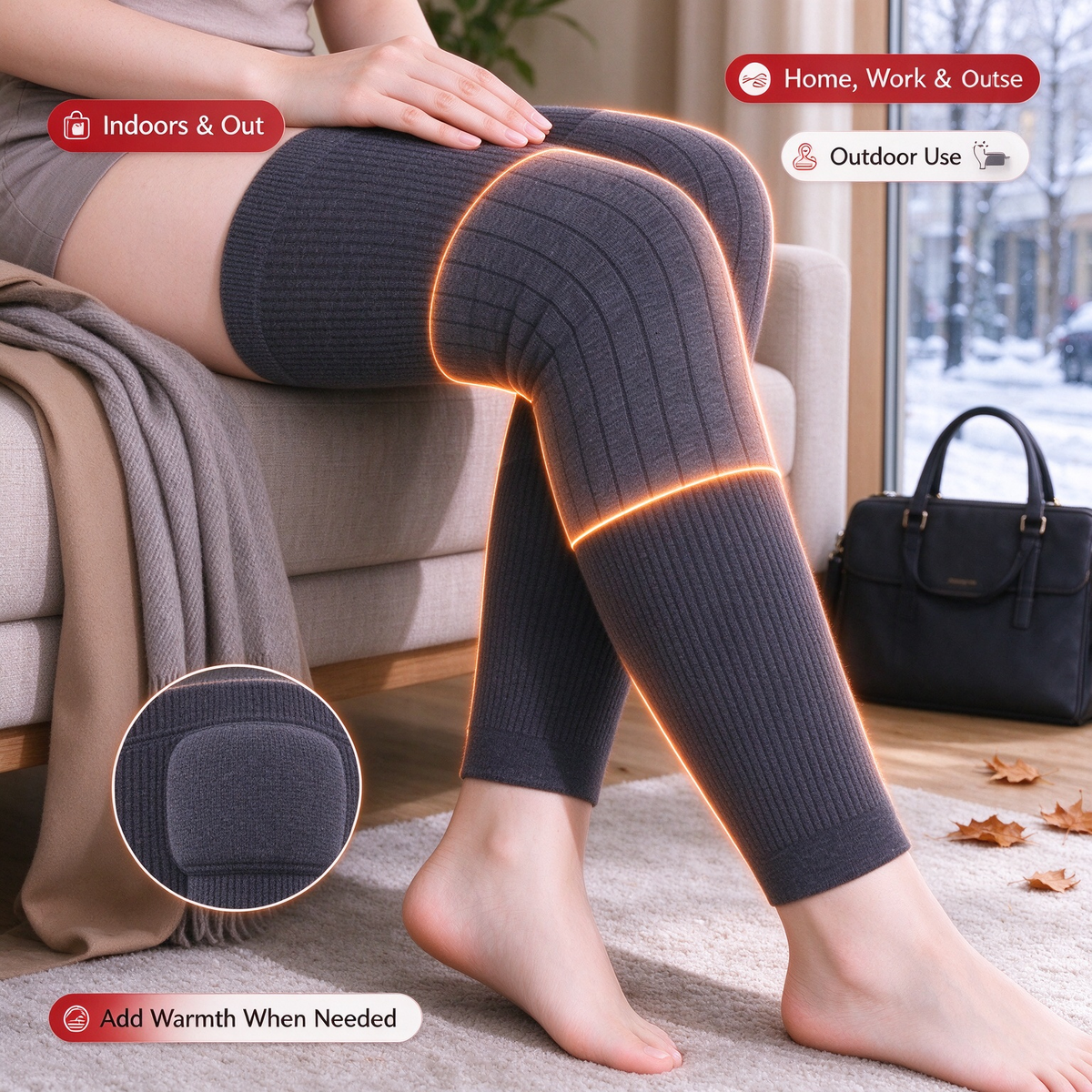 👖Long winter anti-slip knee pads
