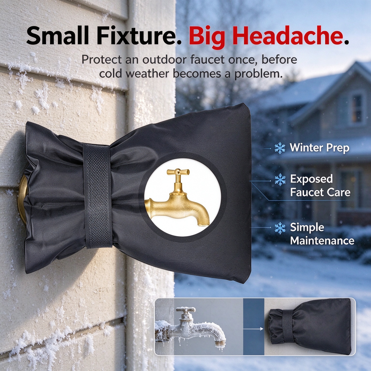 Insulated Outdoor Faucet Freeze Protection Covers（5Pcs）