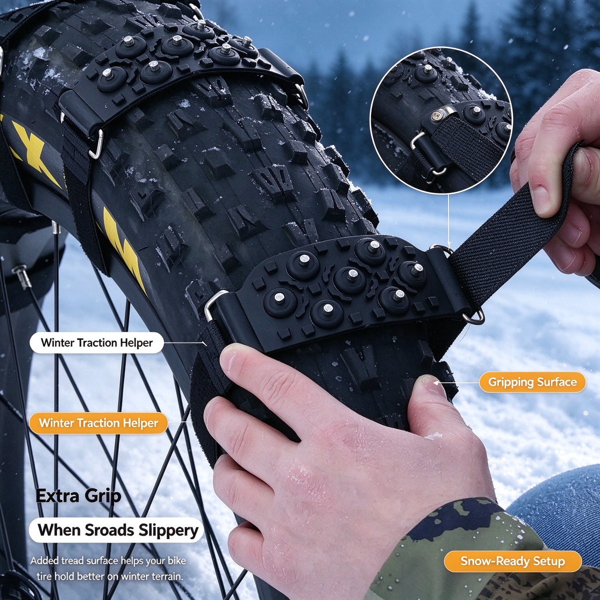 Bicycle Tire Anti-Slip Traction Pads