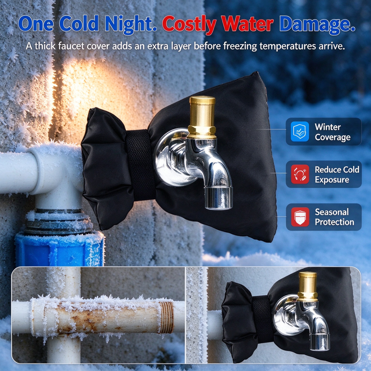 Insulated Outdoor Faucet Freeze Protection Covers（5Pcs）