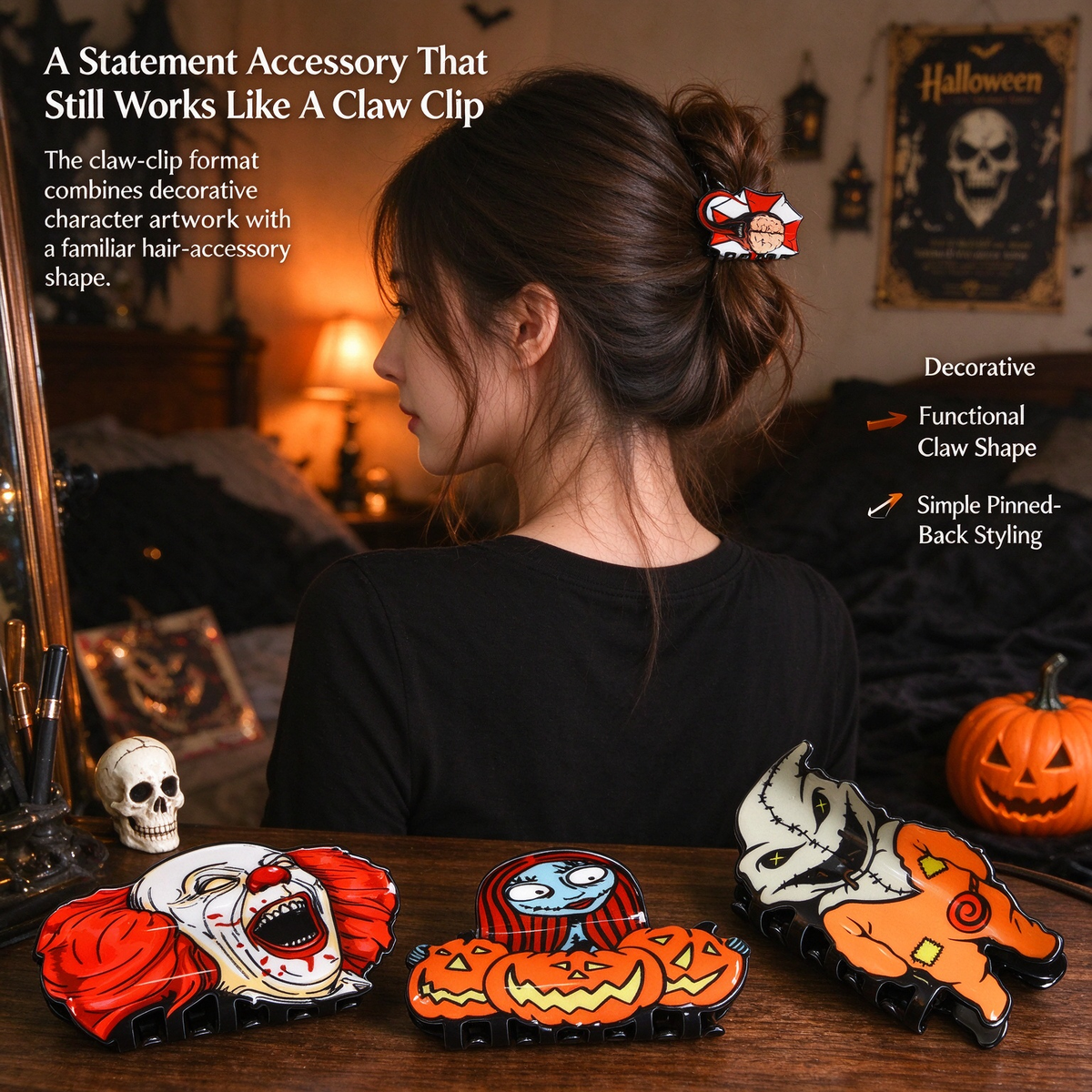 Halloween Horror Character Hair Claw Clip